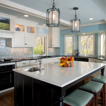 Traditional Kitchen Remodel with Blue Glass Tile in West Chester