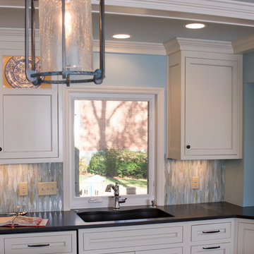 Traditional Kitchen Remodel with Blue Glass Tile in West Chester