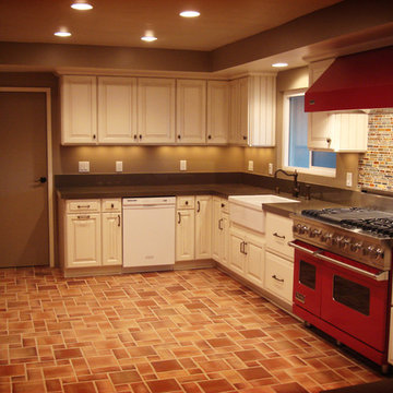 Traditional Kitchen - Seneca Tile with Stone & Pewter Falling Water