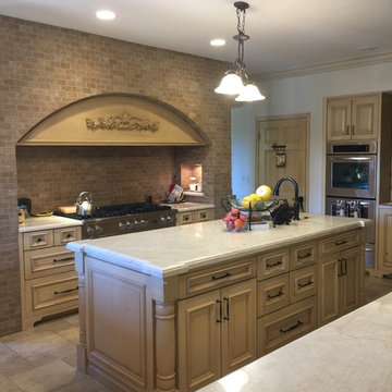 Traditional Kitchen with Brick
