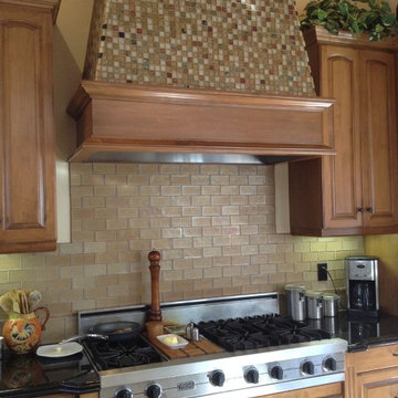 Traditional Kitchen with glass tile sparkle