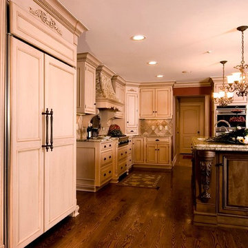 Traditional Kitchen with Glazed Cabinetry