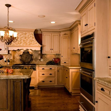 Traditional Kitchen with Glazed Cabinetry