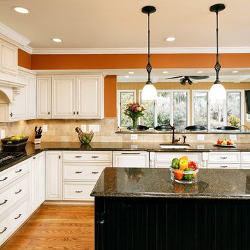 Traditional kitchen with island