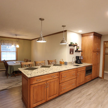 Traditional Kitchen with Quartz Countertop, Window Seat and Coffee Bar
