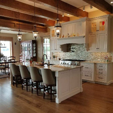 Traditional Kitchen with White Cabinets and Island