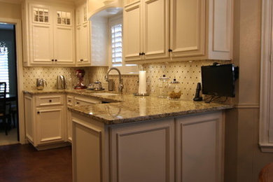 Traditional Style Kitchen with Glass Uppers and Lighting