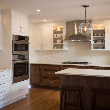 Traditional Walnut and White Kitchen