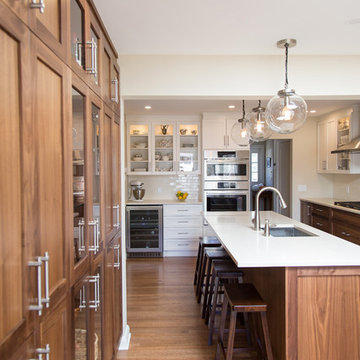 Traditional Walnut and White Kitchen