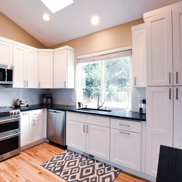 Traditional White Kitchen, Galaxy Granite Countertops - Maple Valley, WA