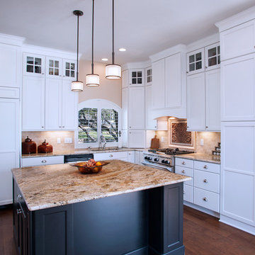 Traditional White Kitchen with Accent Island in Ebony Painted Finish