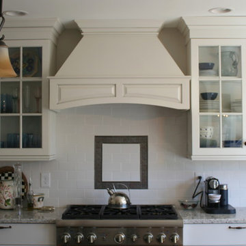 Traditional White Kitchen with Dark Island in Wellesley