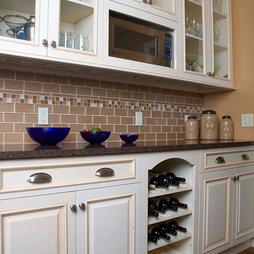 Traditional White Kitchen with Wine Rack