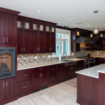 Transitional Cabico Unique Cherry Cordovan Kitchen Remodel with Butler’s Pantry