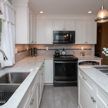 Transitional Chantilly Kitchen Remodel with Glacier Gray accent tile back splash