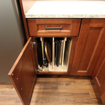 Transitional Cherry Kitchen with Beige and White Quartz Countertop ~ Akron, OH