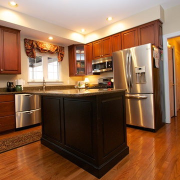 Transitional Cherry Kitchen with Contrasting Island in Ijamsville, MD