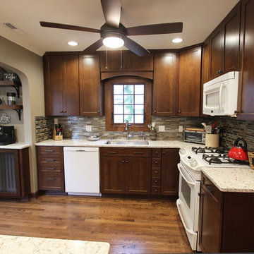 Transitional Cherry Kitchen with Great Organizational Storage and Coat Rack