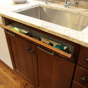 Transitional Cherry Kitchen with Great Organizational Storage and Coat Rack