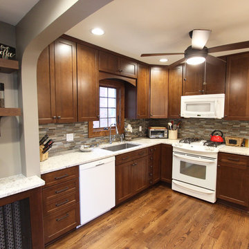 Transitional Cherry Kitchen with Great Organizational Storage and Coat Rack