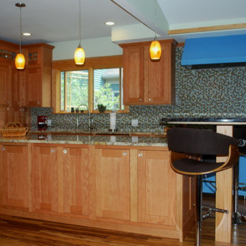 Transitional Cherry with colored appliances
