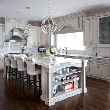 Transitional Grey Kitchen Design in Livingston, NJ