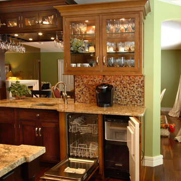 Transitional kitchen and bar