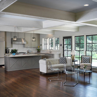 Kitchen - transitional kitchen idea in Atlanta with subway tile backsplash