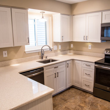 Transitional Kitchen Refaced in White Chocolate Laminate in Owings Mills, MD