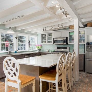 Transitional Kitchen Remodel Done in Both Stone and Boulder Color Cabinets