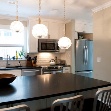 Transitional Kitchen Remodel in Colonial Home with Breakfast Nook