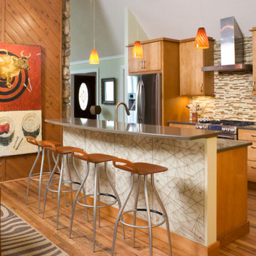 Transitional Kitchen w/ Colorful Accents