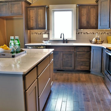 Transitional Kitchen w/ Painted Island