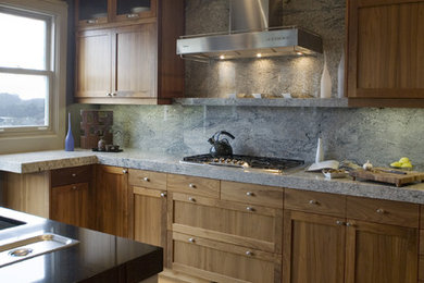 Transitional Kitchen - walnut & granite after the walls come down