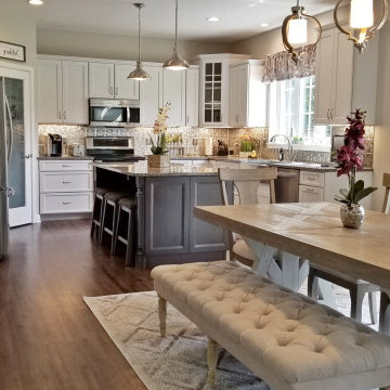 Transitional Kitchen White and Gray