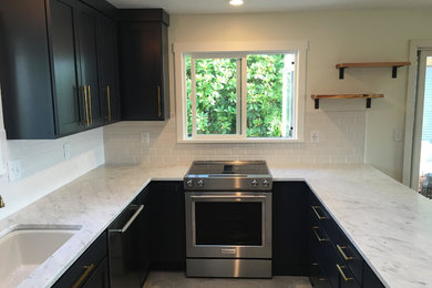 Transitional Kitchen with Black Cabinets