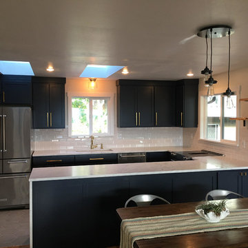 Transitional Kitchen with Black Cabinets