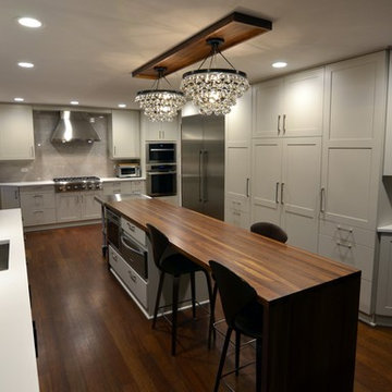 Transitional Kitchen with Gray & Walnut Accents in Naperville by Adam Hartig