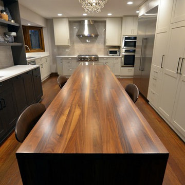 Transitional Kitchen with Gray & Walnut Accents in Naperville by Adam Hartig
