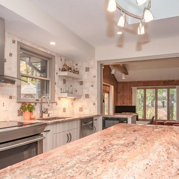 Transitional Kitchen with Open Shelving