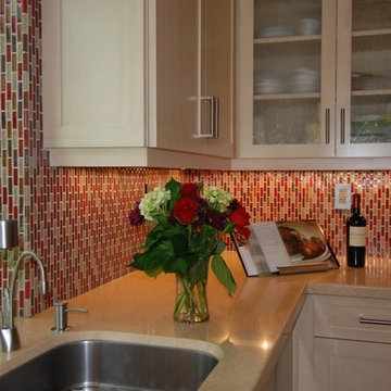 Transitional Kitchen with Red Cabinets