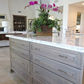 Transitional - Large Island Drawers with Carrera Marble and Ogee Edge