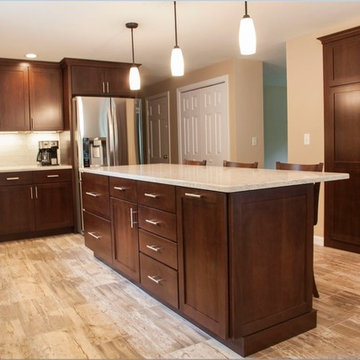 Transitional Mexico Stain finish Kitchen Remodel with Aria Quartz Countertop