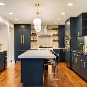 Transitional Navy Kitchen