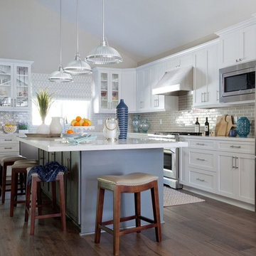 Transitional Open Concept Kitchen and Family Room