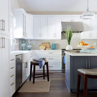 Transitional Open Concept Kitchen and Family Room
