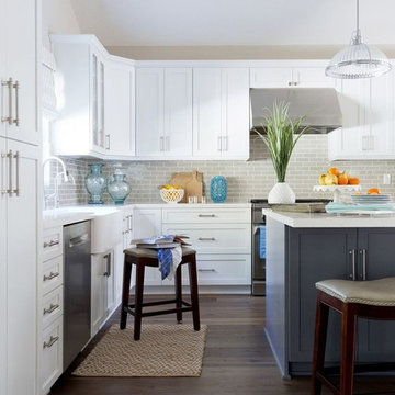 Transitional Open Concept Kitchen and Family Room