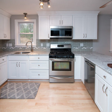 Transitional Sea Salt Classic Kitchen remodel with Supreme white granite top
