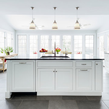 Transitional White Kitchen in New Canaan