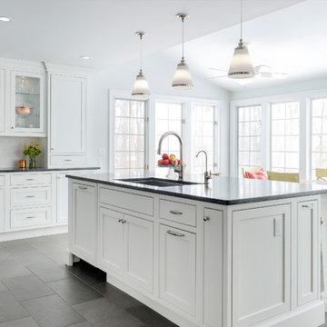 Transitional White Kitchen in New Canaan